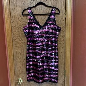 Pink and black sequin mini dress